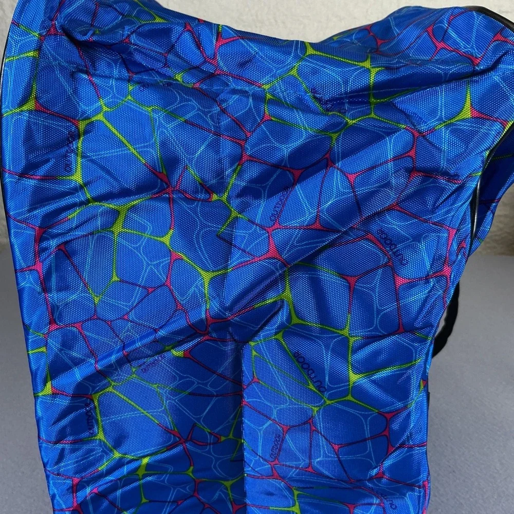Outdoor Products Blue Neon Geometric Web Duffel Bag‎ Travel Gym Sporty Retro